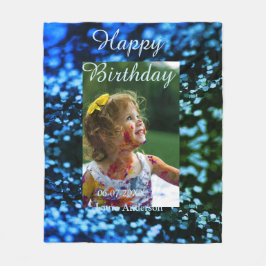 Blått grönt glitter fotot barns födelsedag moderna fleecefilt