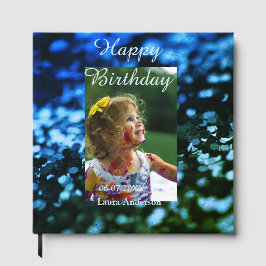 Blått grönt glitter fotot barns födelsedag moderna gästböcker