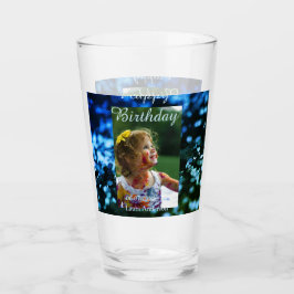 Blått grönt glitter fotot barns födelsedag moderna glaskopp