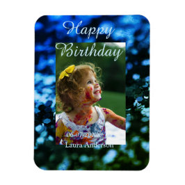 Blått grönt glitter fotot barns födelsedag moderna magnet