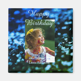 Blått grönt glitter fotot barns födelsedag moderna magnet