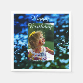 Blått grönt glitter fotot barns födelsedag moderna pappersservett