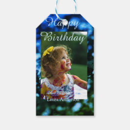 Blått grönt glitter fotot barns födelsedag moderna presentetikett