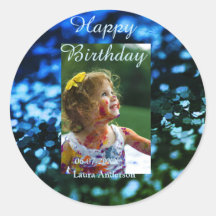 Blått grönt glitter fotot barns födelsedag moderna