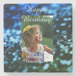 Blått grönt glitter fotot barns födelsedag moderna stenunderlägg