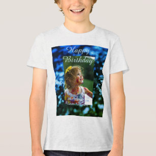 Blått grönt glitter fotot barns födelsedag moderna t shirt