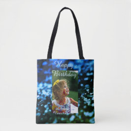 Blått grönt glitter fotot barns födelsedag moderna tygkasse