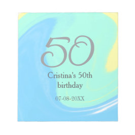 Blått grönt grått 50 födelsedagskalender, lägg til anteckningsblock