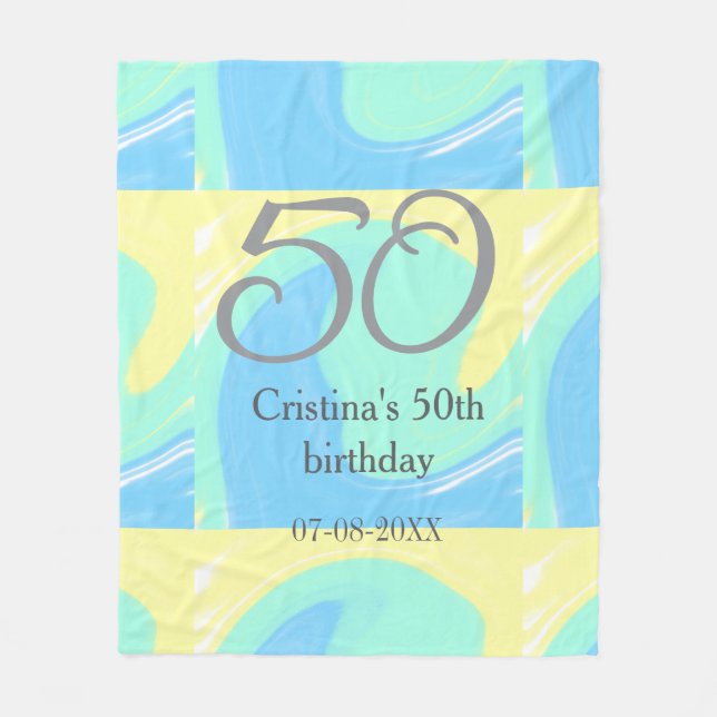 Blått grönt grått 50 födelsedagskalender, lägg til fleecefilt (Framsidan)