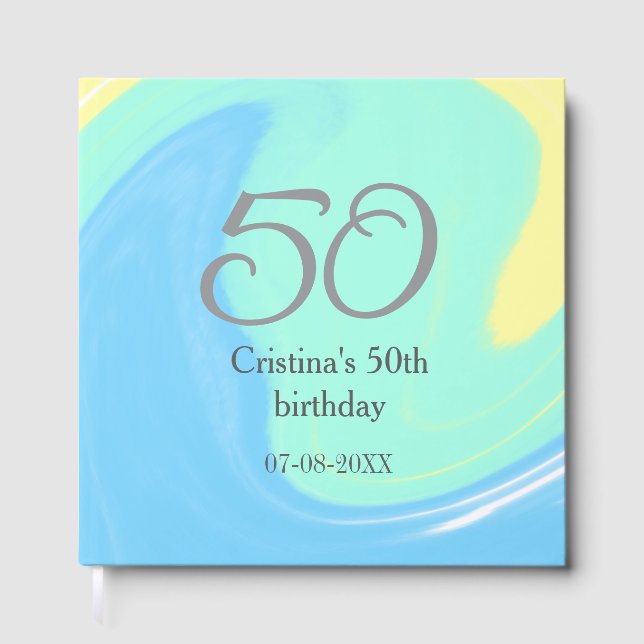 Blått grönt grått 50 födelsedagskalender, lägg til gästböcker (Framsida)