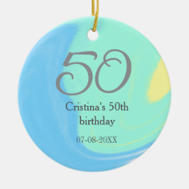 Blått grönt grått 50 födelsedagskalender, lägg til julgransprydnad keramik