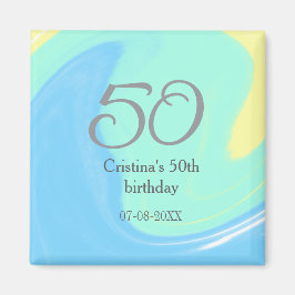 Blått grönt grått 50 födelsedagskalender, lägg til magnet