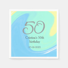 Blått grönt grått 50 födelsedagskalender, lägg til pappersservett