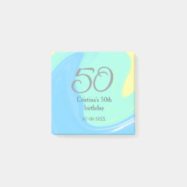 Blått grönt grått 50 födelsedagskalender, lägg til post-it block