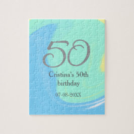 Blått grönt grått 50 födelsedagskalender, lägg til pussel