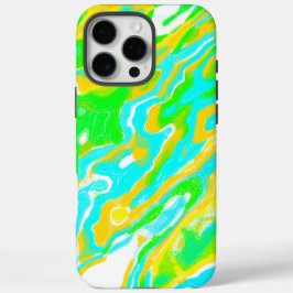 Blått Grönt Gult Färg Abstrakt Marble Vätska