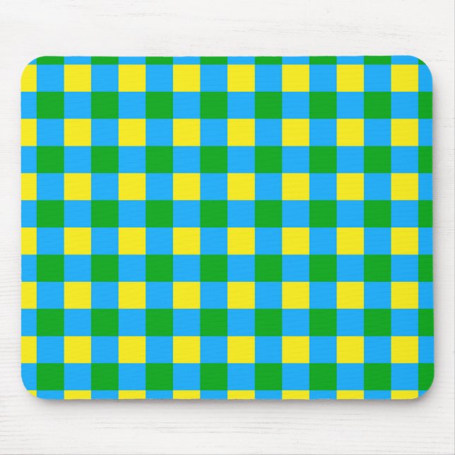 Blått Grönt Gult Kontrollera Mönster-design Musmatta (Framsidan)