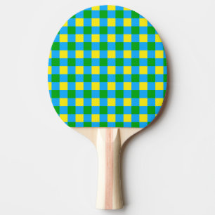 Blått Grönt Gult Kontrollera Mönster-design Pingisracket