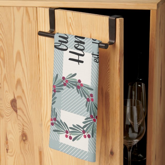 Blått/Grönt i hemskript - Buffalo Check Cute Kökshandduk (Thirds Fold)