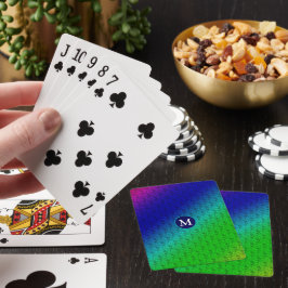 Blått Grönt i monogrammad Blommigt Mönster Casinokort