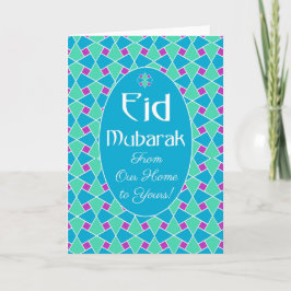 Blått, Grönt, Lila Eid Card, Islamiska Mönster Helgkort