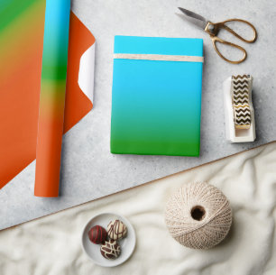 Blått Grönt och Orange övertoning Presentpapper
