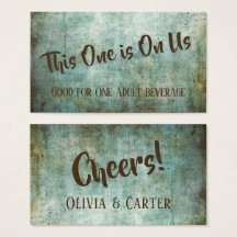 Blått, Grönt och rustik Vintage Drink Biljett