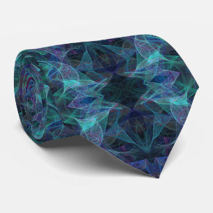 Blått, Grönt och svart Abstrakt Fractal Necktie Slips