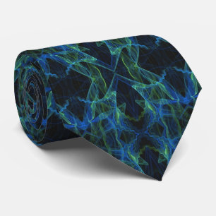Blått, Grönt och svart Abstrakt Fractal Necktie Slips