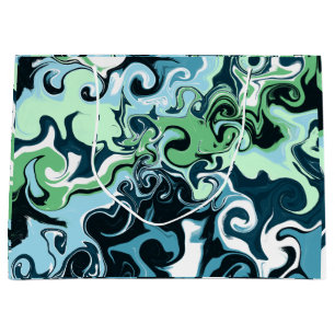 Blått, Grönt och vitt snurrande Abstrakt Fluid Art