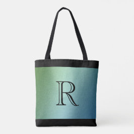 Blått Grönt Ombre-övertoning med Monogram Tygkasse