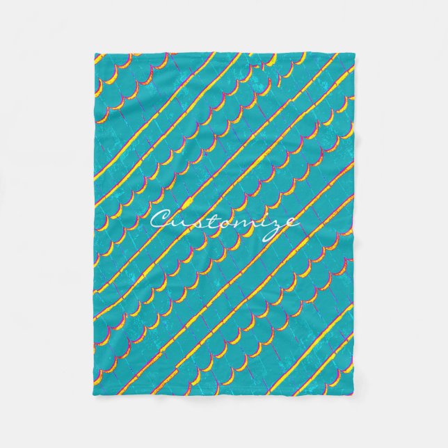 blått-grönt överlappar Thunder_Cove Fleecefilt (Framsidan)