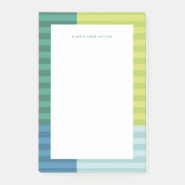 Blått grönt rand roligt, färglös ram personlig post-it block