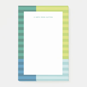 Blått grönt rand roligt, färglös ram personlig post-it block