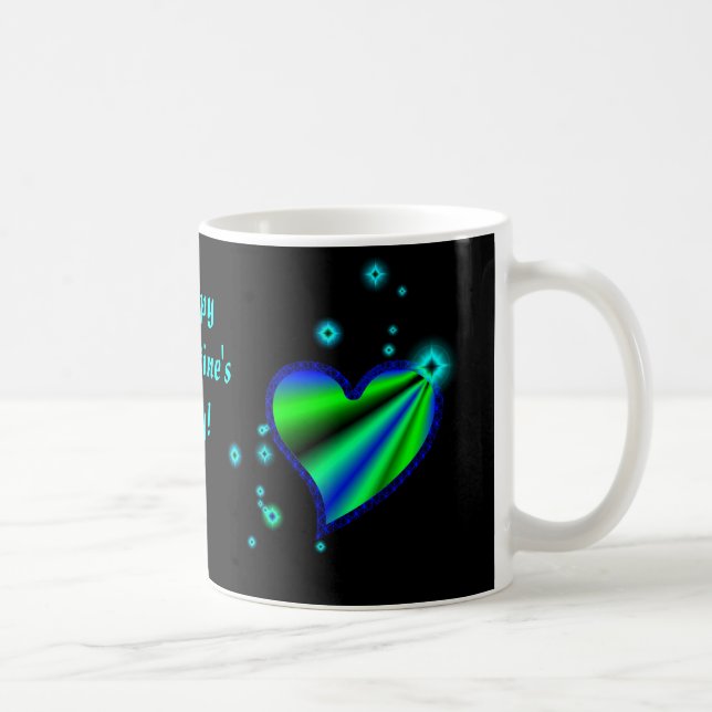 Blått Grönt Regnbåge Heart med stjärnor Kaffemugg (Höger)