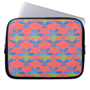 Blått, Grönt, Röda Art nouveau Mönster Laptop slee Fodral