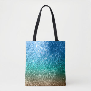 Blått, grönt & solbränd glitterdesign tygkasse