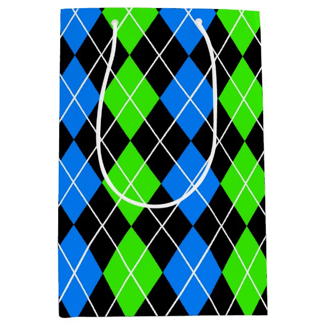 Blått Grönt, svart Argyle Diamant Design (Framsidan)