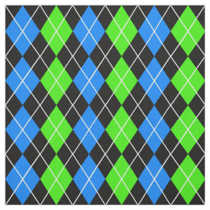 Blått Grönt, svart Argyle Diamant Design Tyg