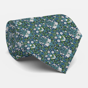 Blått, Grönt, Teal & White-Blommönster Slips