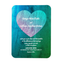 Blått Grönt Twilight Bröllop Magnet Card-kort för