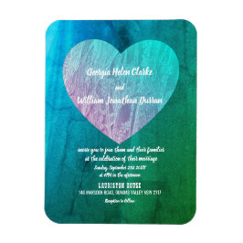 Blått Grönt Twilight Bröllop Magnet Card-kort för