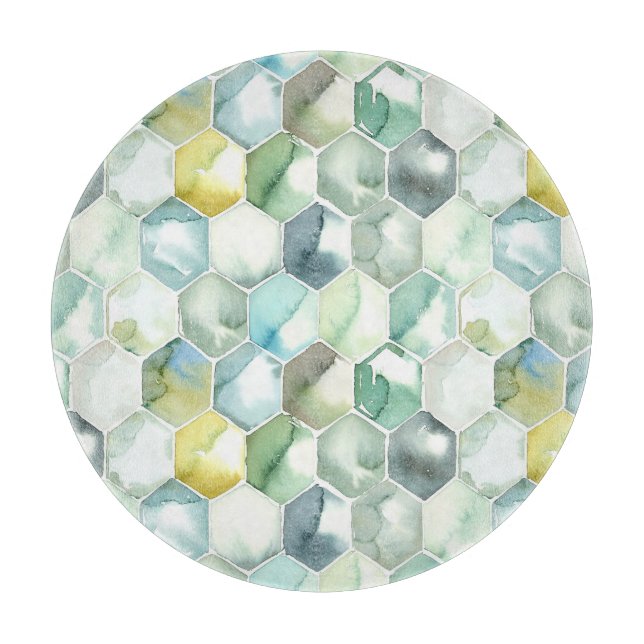 Blått- & gröntAquarelleHonycomb mönster (Framsidan)