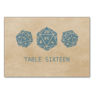 Blått Grunge D20 Dice Gamer Bord-kort Bordsnummer