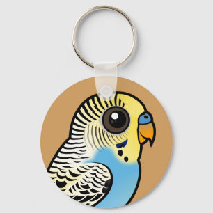 Blått & gula Budgie Nyckelring