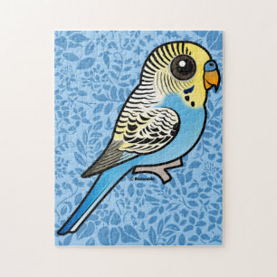 Blått & gula Budgie Pussel