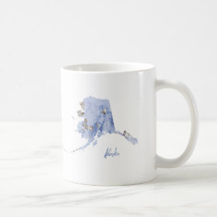 Blått & guld- Alaska statlig karta Kaffemugg
