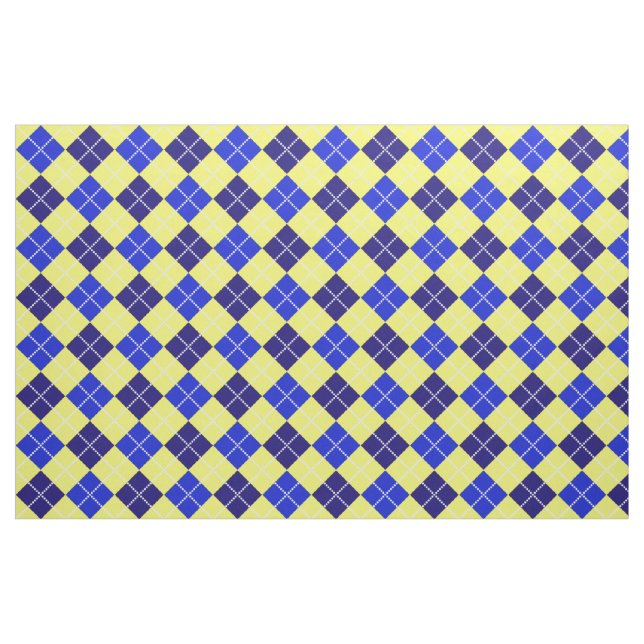 Blått & guld- Argyle Tyg (Fat Quarter)