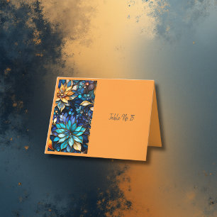 Blått Guld-Blommigt-kolvstensat glas Elegant bord- Tack Kort