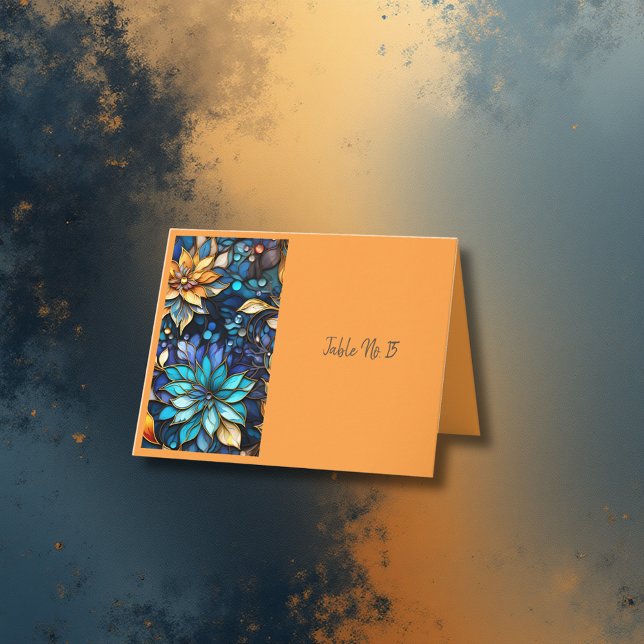 Blått Guld-Blommigt-kolvstensat glas Elegant bord- Tack Kort (Skapare uppladdad)